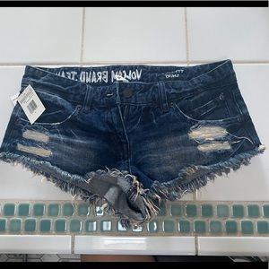 Volcom distressed jean shorts